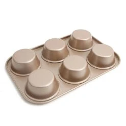 CHEFMADE | 6er Muffinblech | 267x181x32mm | Champagnergold | Antihaft- & Silikonbeschichtet | Muffinform | Cupcakeblech | Minikuchenform | Cup-Cakes